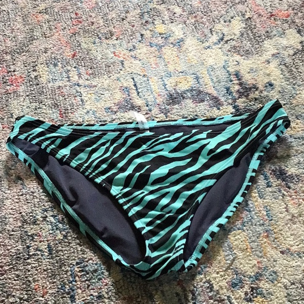Victoria's Secret Zebra Print Bikini Bottom - Black and Teal